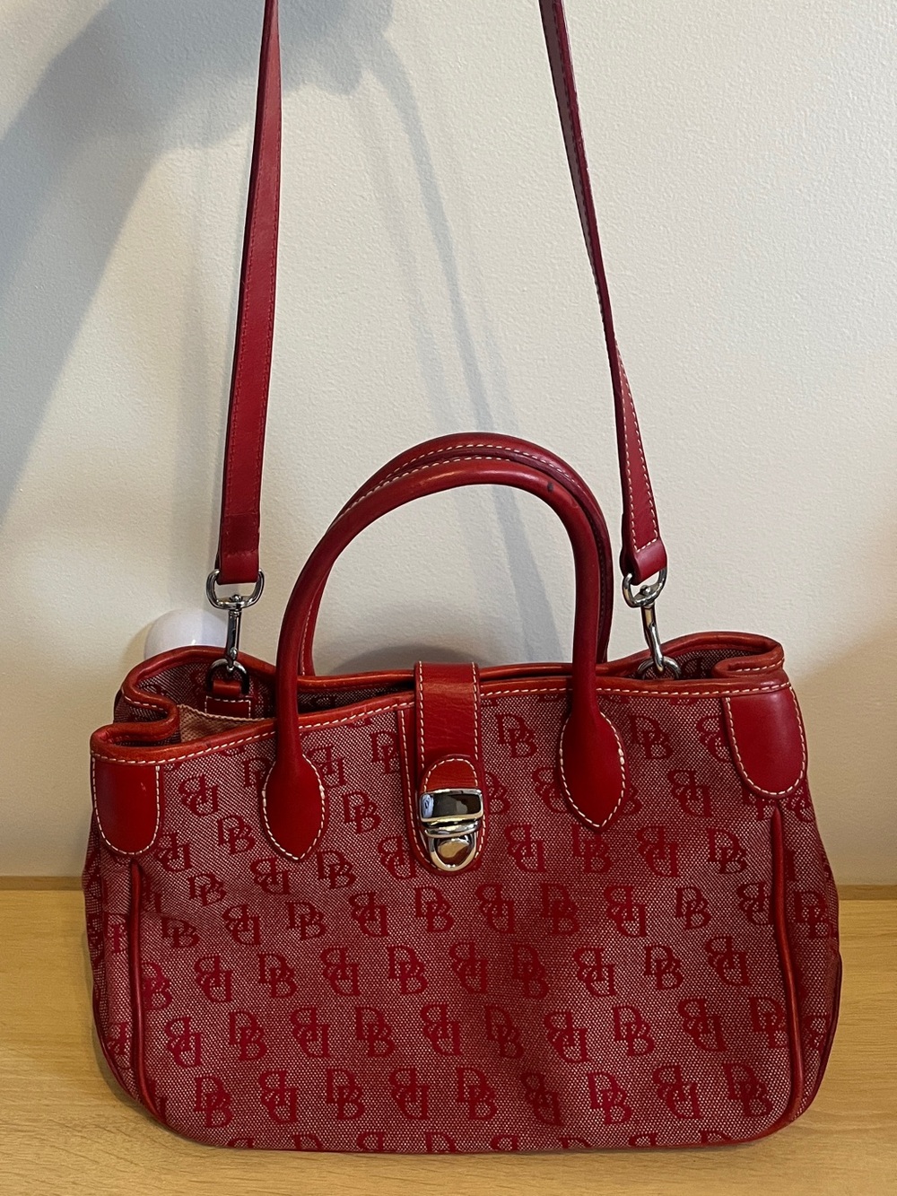 Dooney & Bourke Red Signature Satchel with Detachable Strap